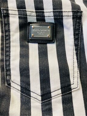 🛍️Dolce & Gabbana Authentic Black and White Vertical Stripe Denim Jeans Size 38